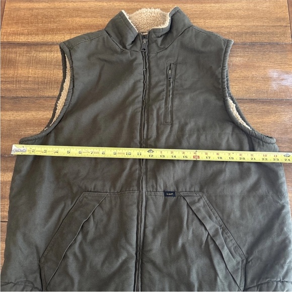 Lee The Workwear Vest Men’s L Green Canvas Sherpa Lined Cotton NWT - Picture 5 of 12